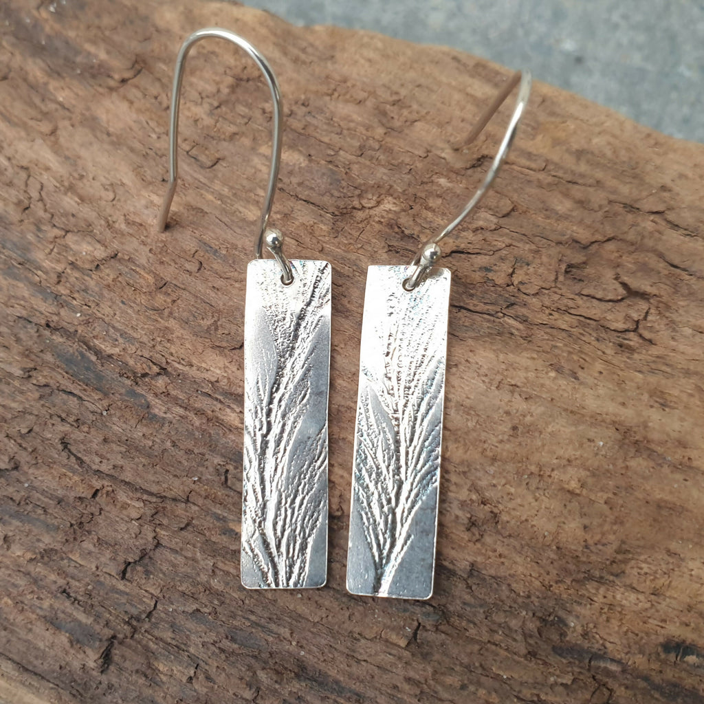 Sterling Silver Seaweed Imprint Earrings