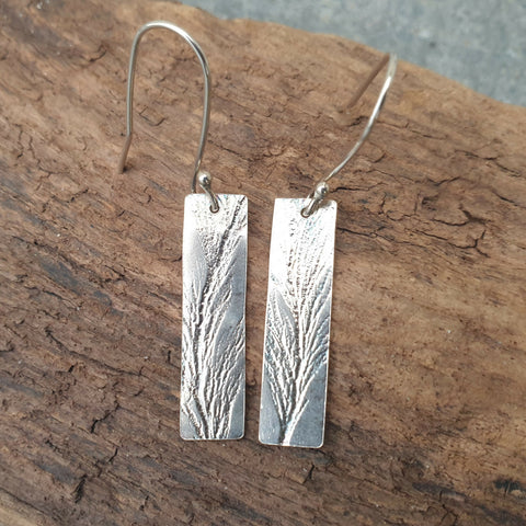 Sterling Silver Seaweed Imprint Earrings