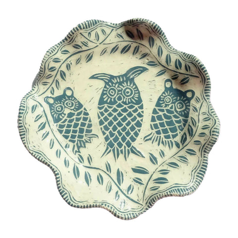 Sgraffito Owl Plate - W