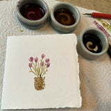 Tulips Pot - Original Framed Miniature Botanical Ink Painting
