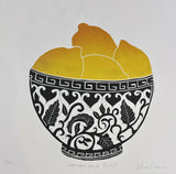 Lemons in a Bowl - Linocut Print