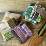 Patchwork Lavender Pouch Set of 3 - Hand Dyed and Woven British Wool Fabric