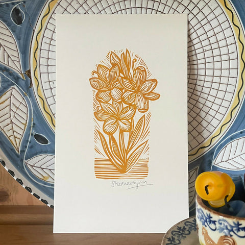 Hesperantha - Lino Print