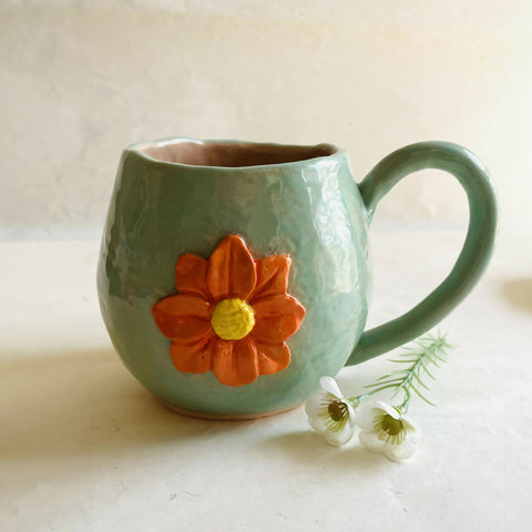 Handmade Ceramic Marigold Flower Cup