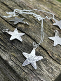 Silver hammered Star Pendant on 16-18" Trace Chain