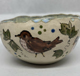 Handmade Stoneware Ceramic Bowl - Illustrated with Birds