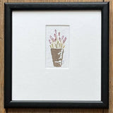 Lavender Pot - Original Framed Miniature Botanical Ink Painting