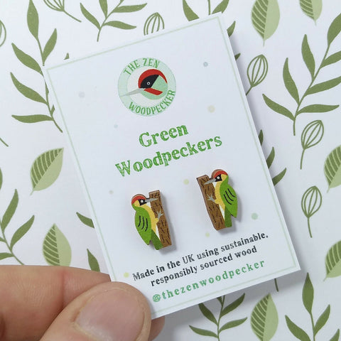 Green Woodpecker Earrings