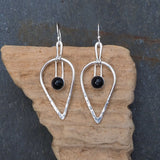 Silver and Black Onyx Tear Drop Dangle Earrings