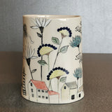 Flower Village Vase / Utensil Holder - Handmade Ceramic