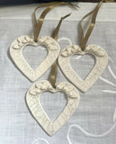 Christmas Decorations, Hearts and Holly - Handmade Ceramic
