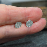 Small Textured Silver Disc Stud Earrings