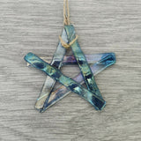 Blue and Clear Fused Glass Star Christmas Decoration