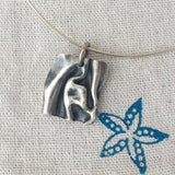 Folded Silver Wave Texture Pendant