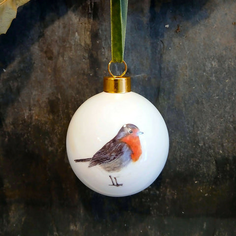 Robin Bauble Decoration - Fine China