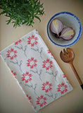 Organic Tea Towel - Machair Flower Red