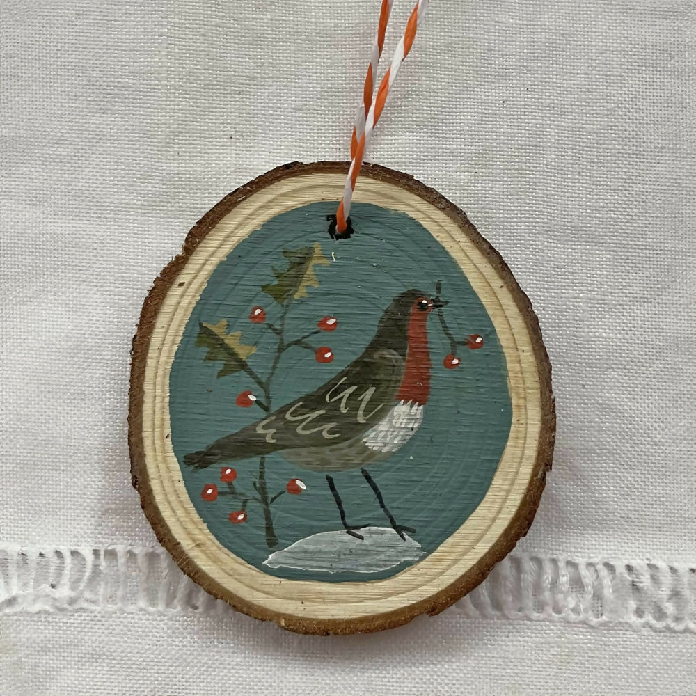 Robin - Hand Painted Wooden Hanging Decoration