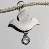 Pearl Necklace with Dove and Moonstone Pendant 2
