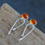 Silver and Amber Arc Stud Earrings