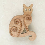 Cat - Wooden Brooch