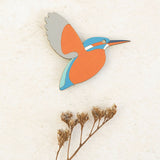 Flying Kingfisher - Hand Painted Brooch