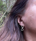 Silver Triple drop circle earrings