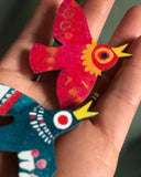Red Bird - Wooden Brooch