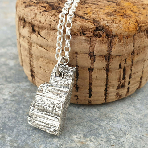 Sterling Silver Cast Driftwood Pendant - Hallmarked
