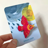Red Bird - Wooden Brooch
