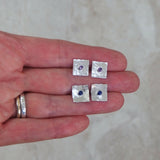 Amethyst Square Silver Stud Earrings