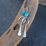 Frosted Apatite Dangle Hoop Earrings