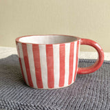 Handmade Red Striped Ceramic Mug