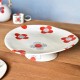 Big Blossom Pedestal Cake Stand - Handmade - Painted Porcelain