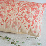 String of Hearts Cotton Cushion - Plant Dyed & Block Printed By Hand