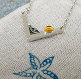 Silver Beach Coastal Pendant With Amber
