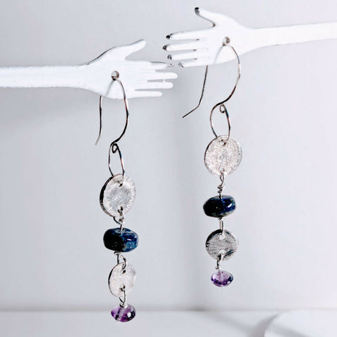 Sterling Silver, Lapis Lazuli & Amethyst Earrings