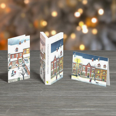 Sarah Latham, A Snowy Walk Home + Cocoa For Cold Hands, Set of note cards