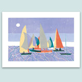 Sailing at Dusk - Large Linocut Print - 50 x 70cm