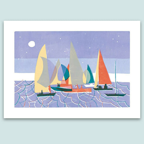 Sailing at Dusk - Large Linocut Print - 50 x 70cm
