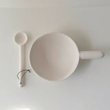 Handmade Salt Dish with Handle and Spoon - Warm White Satin Glaze