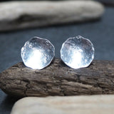 Large Sterling Silver Hammered Stud Earrings