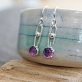Amethyst & Silver Dangle Drop Earrings