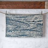 Organic Cotton Tea Towel with Heads or Tails Lino Print