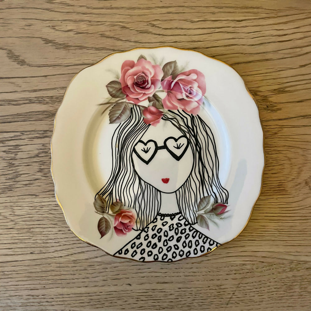 Illustrated Vintage Plate - JOANIE
