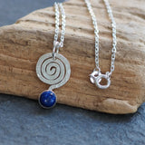 Silver Spiral Lapis Lazuli Pendant Necklace