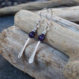 Amethyst forged silver earrings