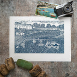 Looking Back, Portscatho Limited Edition Lino Print