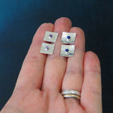 Square Lapis Lazuli Silver Stud Earrings