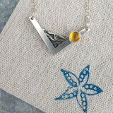 Silver Beach Coastal Pendant With Amber