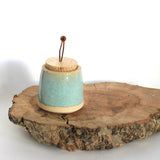 Aqua Glaze Lidded Pot - Flecked Stoneware